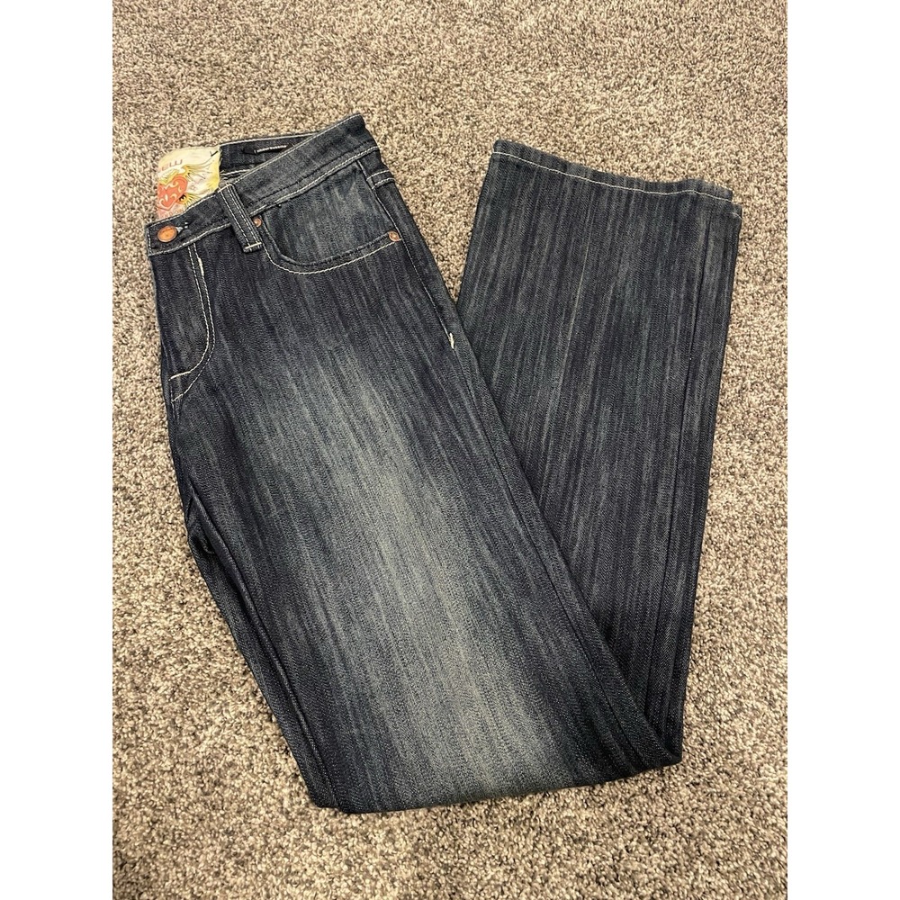 Womens New London Jean By Anthony Frym Size 28 5/6 Dark Wash Boot Leg Butterfly